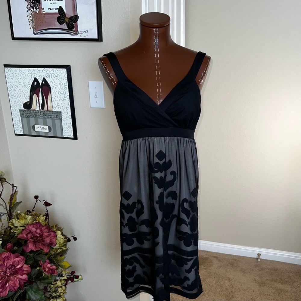 INC International Concepts Black and Gray Midi Dress